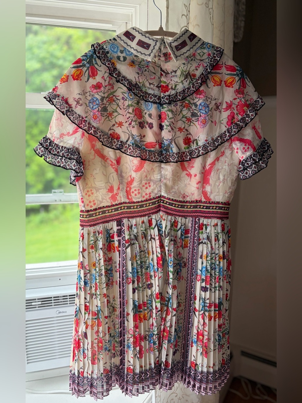 Comino Couture London Folk Print Floral Pleated Boho Luxe Romantic Dress Sz 14 - Picture 2 of 7